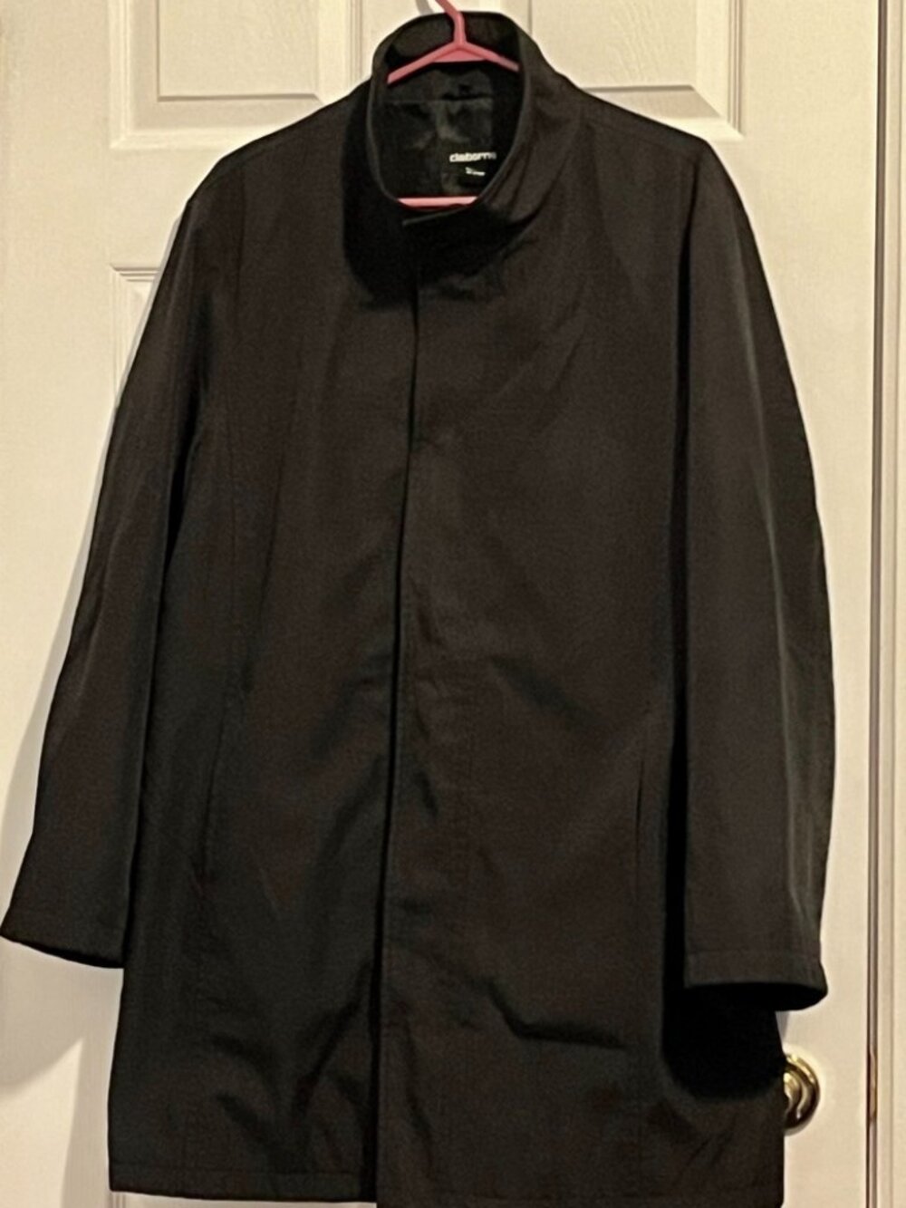 Claiborne black midi length fall coat
